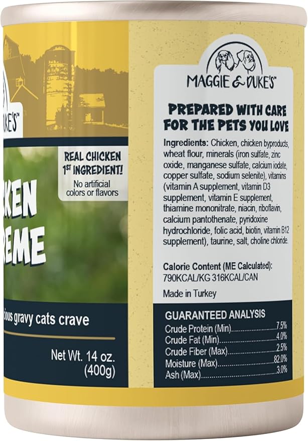 CountryMax Maggie and Duke’s Canned Cat Food – 14 oz – High-Protein, Grain-Free Wet Food for Adult Cats & Kittens (Case of 12 Cans, Chicken)