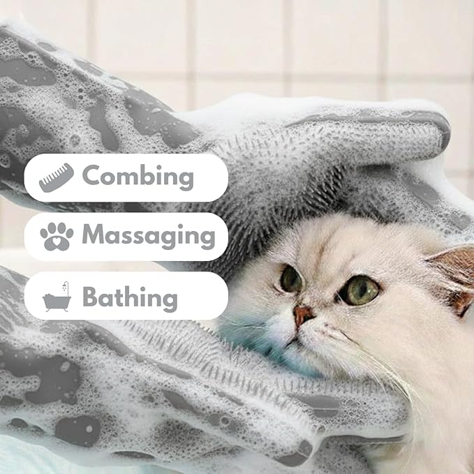 Silicone Pet Grooming Gloves for Dogs & Cats – Deshedding & Bathing Mitt – Gentle, Reusable, Easy to Clean
