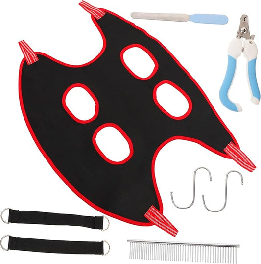 1 Set Pet Grooming Hammock for Dogs Cats Breathable Nail Trimming Sling Ergonomic Design Easy to Install Suitable for Pets Random Color