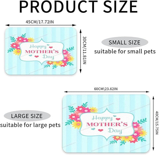 Pet Feeding Mat Absorbent Dog Mat for Food and Water Bowl Dog Accessories Happy Mother's Day Floral Gift for Mom I Pet Supplies Dogs Quick Dry Cat Water Dispenser Mats 24x16In
