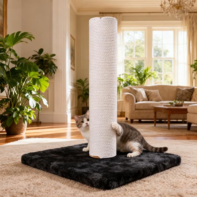 Cat Scratching Post Replacement Base, Cat Tree Replacement Parts, Foldable Base Covered with Soft Plush, Suitable for M8 Screws Cat Tree Scratcher Indoor for Kittens (Darkgrey)