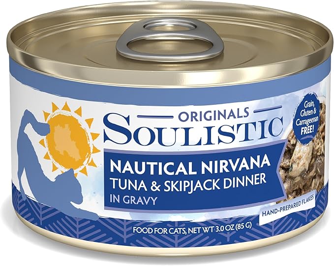 Soulistic Originals, Nautical Nirvana Tuna and Skipjack Dinner in Gravy, 3oz Can, Pack of 12