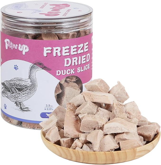 PAWUP Freeze Dried Dog Treats, Single Ingredient Duck, All Natural, Whole-Cut, High Protein Low Fat Treats for Medium & Large Dogs (3.8 oz)