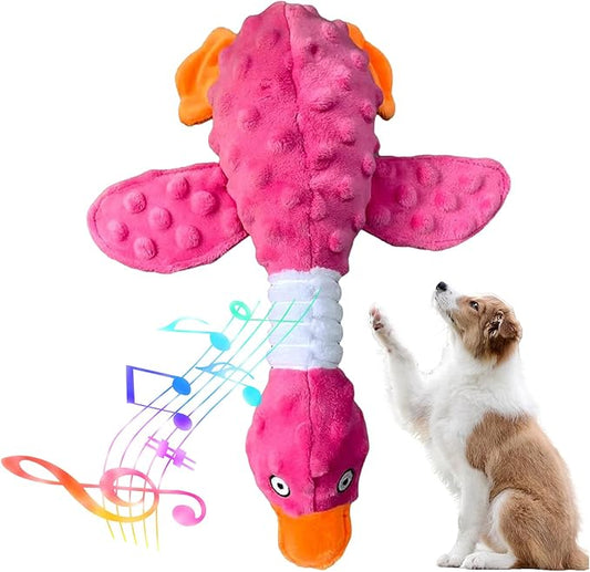 Goose Dog Toy Soft Stuffed Animal Plush Dog Puppy Chew Toys to Keep Them Busy Pet Supplies for Chewers Small Medium and Large Breeds (Rose Red)