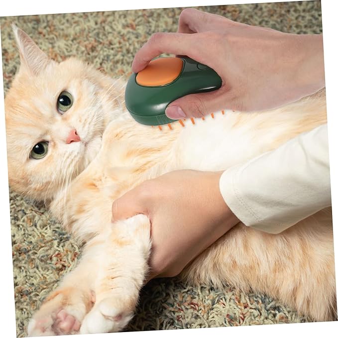 Totority Avocado Steam Cat Brush Cat Grooming Tool with Self Cleaning Feature Massage Function and Scrubber