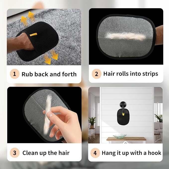 2pcs The Magic Brush Pet Hair Removel, Glove Tool Cat Dog Remover, Upgraded Electrostatic Cat Dog Fur Clear Remover for Laundry, Couch, Clothing, Seat