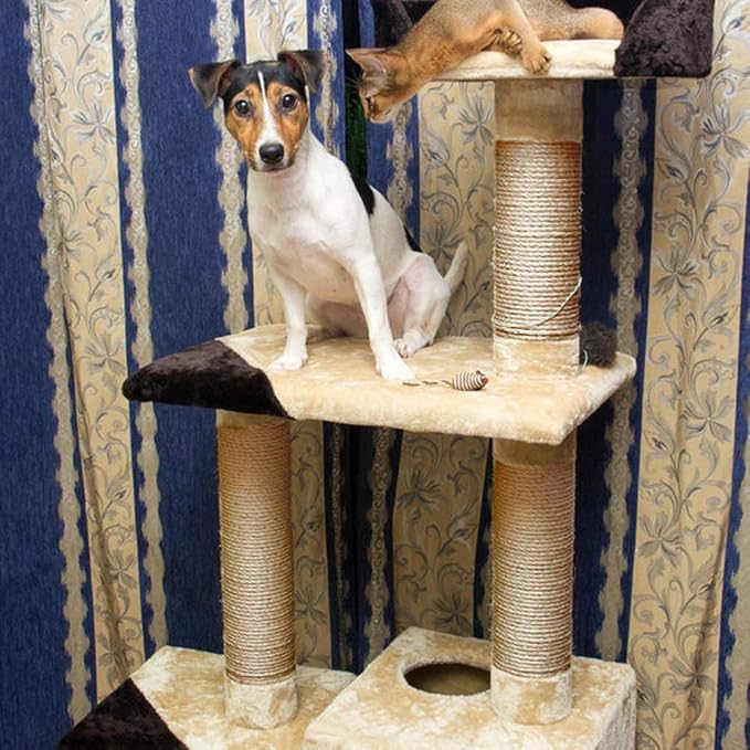 Sisal Rope 6mm for Cat Scratcher Repair and Replace Cat Scratching Post, DIY Scratching Furniture - Cat Tree, Scratch Carpet & Mat, Cat Kicker Toys, Natural Jute 164ft/50m