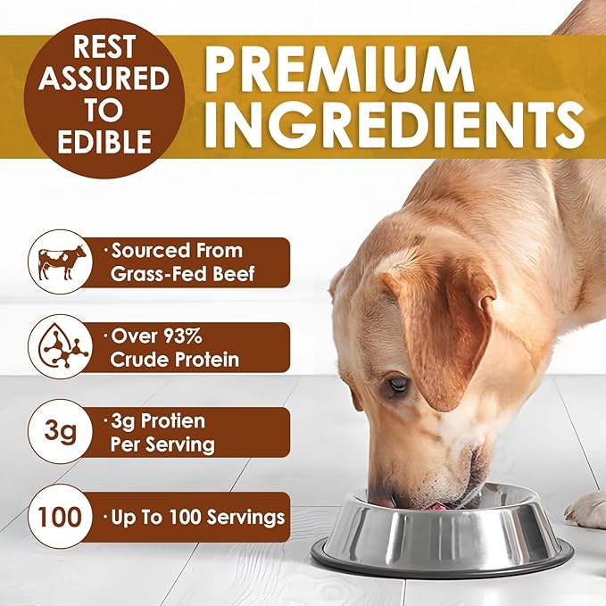 Zammex Grass-Fed Beef Bone Broth Protein Powder for Dogs & Cats - Joint & Bone Support, Healthy Fur Enhancer, Pet Food Topper for Dry & Wet, 10.58oz (Pack of 2)