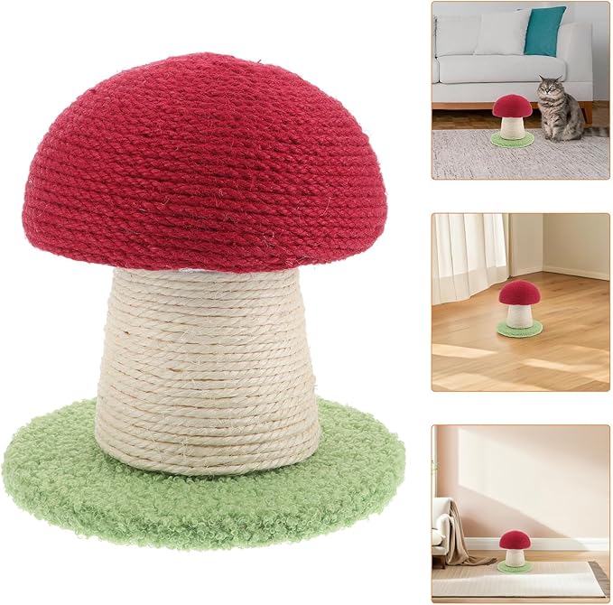BESPORTBLE Mushroom Shaped Cat Scratching Post with Sisal Wear-Resistant Small Scratch Pole and Base for Indoor Cats Protector