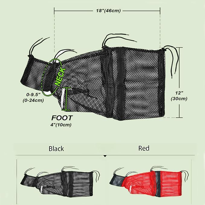 2 PCS Cat Grooming Bag, Mesh Restraint for Bathing and Nail Trimming, Red and Black, Adjustable