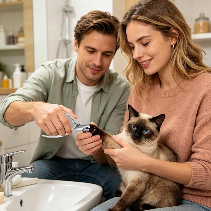 Safety Nail Trimmer, Cat Cutter Aid, 5.12 Inches Stainless Tool, Professional Heavy Duty Device with Secure Grip, Compact Supply with Daily Use, Home Accessories for Pets Breed Animal Clipping Indoor