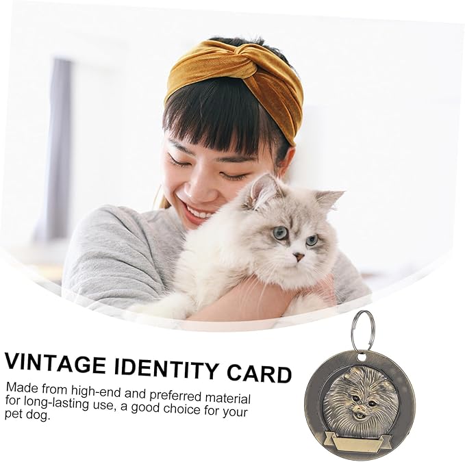 GALPADA 3pcs Vintage Bronze Zinc Alloy Dog Id Tags Retro Pet Hanging Pendants for Pomeranian Puppies Dog Supplies