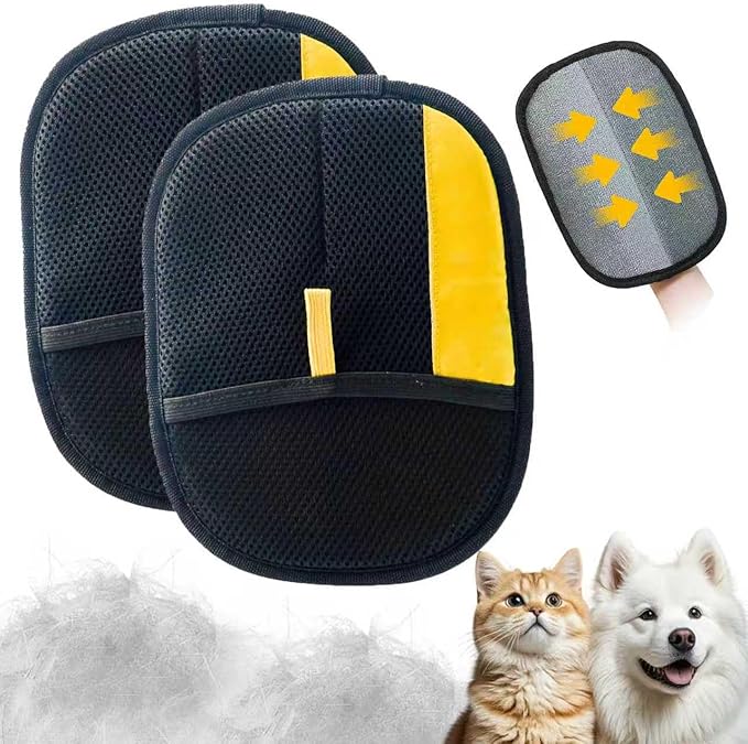 Purepath Hair Removal Glove, Pet Hair Removal Glove for Dogs & Cats, Reusable Electrostatic Gloves Pet Hair, Grooming Cleaning Tool for Clothing, Couch, Carpet, Car Seat (2pcs)