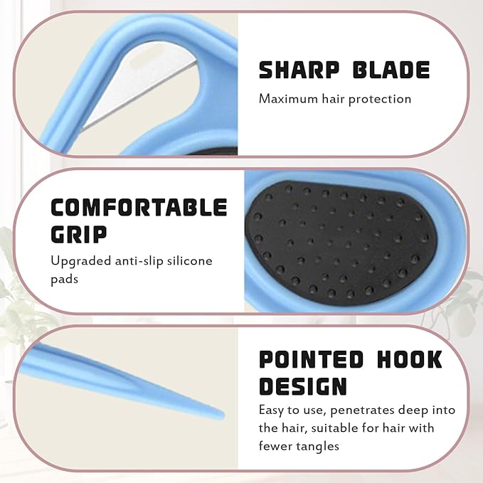 Pet Knotting Comb Tool for Pets Multifunctional 4 Pack Pet Shedding Comb Removal Dematting Hair Flea Brush Shedding Tool Matted Hair Grooming Supplies for Indoor Cats Dogs and Rabbits