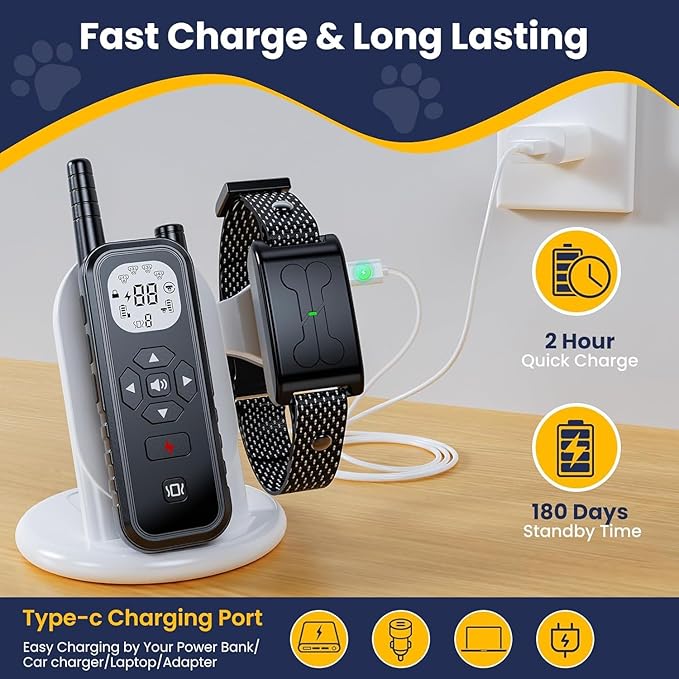 Wireless Dog Fence, Electric Fence for Dogs,Training Collar with Remote Control 3800FT Range, Portable Dog Perimeter Collar with 3 Training Mode Flash Light & Waterproof Pack