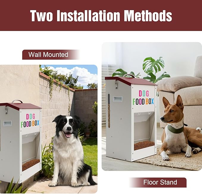 Galvanized Automatic Dog Feeder，25LBS Gravity Dog Feeder with Handle, Galvanized Steel Pets Food Dispenser for Indoor Outdoor Use, Suitable for Small, Medium, and Large Breeds