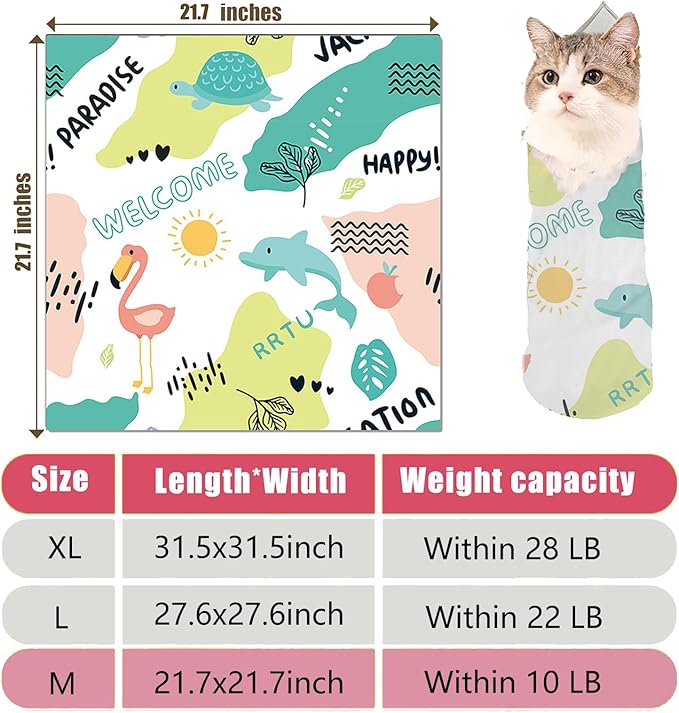Cat Grooming Wrap, Cat Wrap for Cutting Nails, Self-Adherent Soft Cat Blanket to Wrap - Cat Burrito Wrap, Anti-Scratch, Anti-Escape, Cat Swaddle Wrap (Within 10lbs)