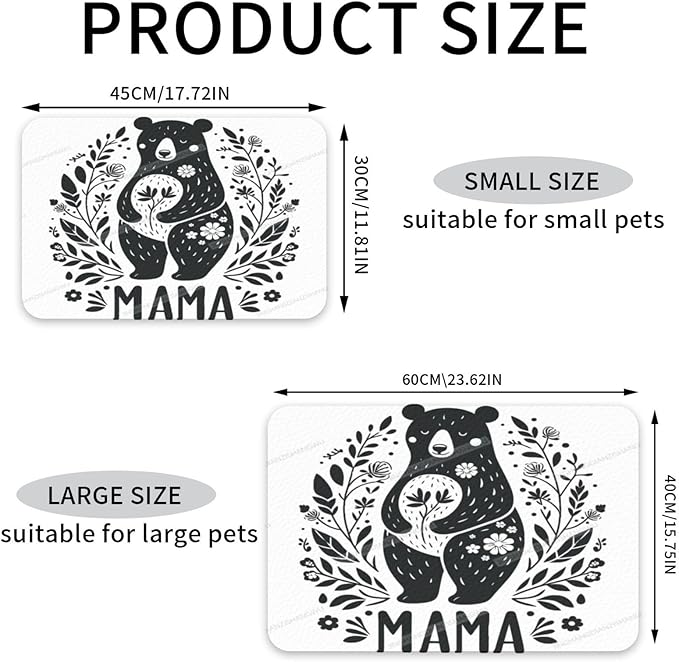 Dog Food Mat Dog Mat for Food and Water 18X12In Happy Mother's Day Mama Gift Mom Bs No Stains Cat Pet Feeding Mats Water Bowl for Messy Drinkers