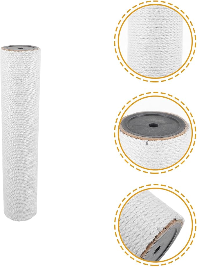 HEMOTON Small Cat Scratching Post Replacement with White Hemp Rope 40cm Height X 8cm Diameter Decorative Indoor Cat Scratch Pole for Kittens