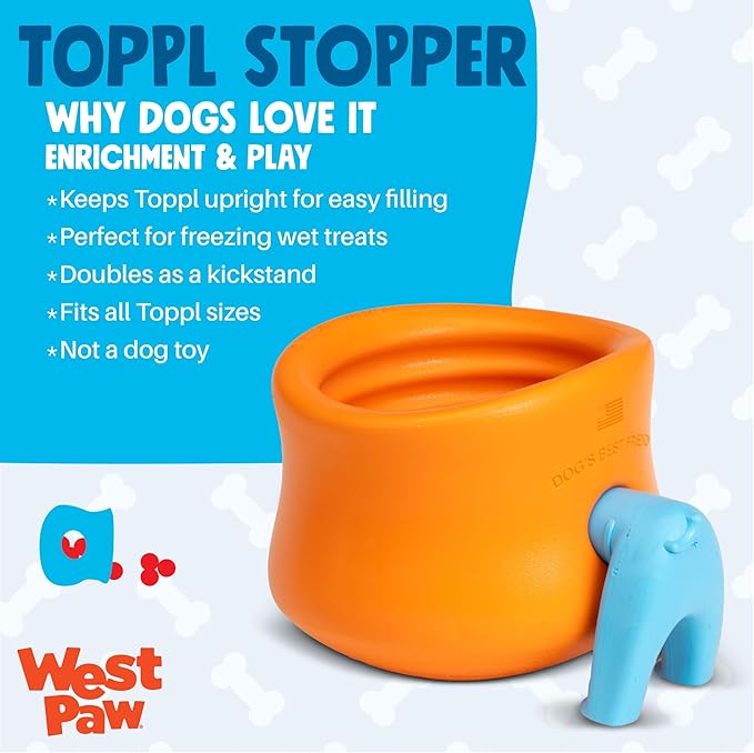 WEST PAW Toppl Stopper Insert Accessory for Toppl Dog Treat Toy – Keeps Toy Steady and Upright for Filling and Freezing, Mess-Free Treat Prep, Dishwasher Safe, Made in USA - Aqua Blue