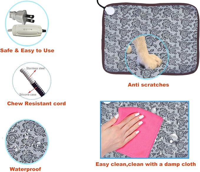 Extra Large Pet Heating Pad for Dogs, Cats & Puppies - Electric Heated Bed Mat & Blanket for Whelping Box & Outdoor Dog House - Water Resistant & Easy Clean