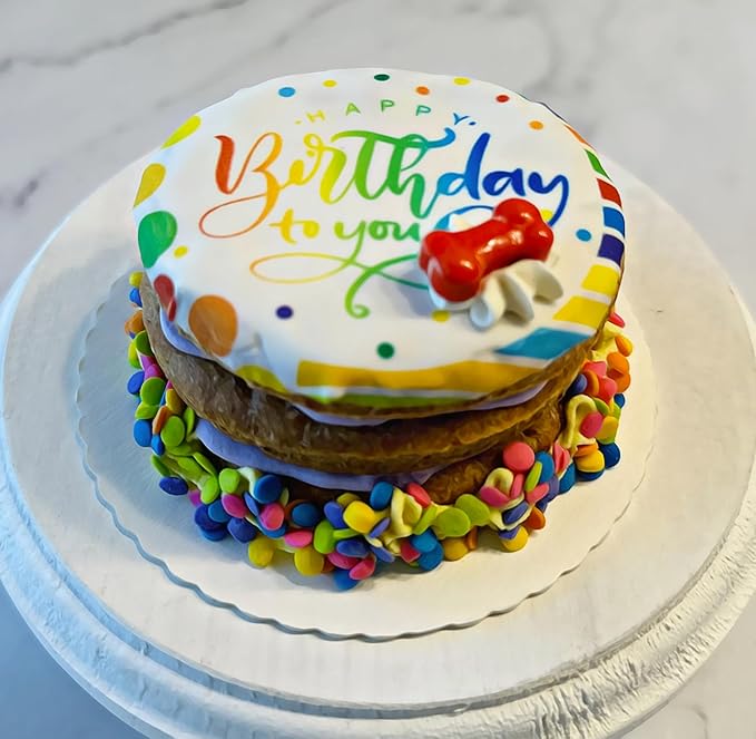 Dog Birthday Cake- Puppy Party Bright & Crunchy Cookie Treat- Bad to The Bone- Perfect Dog Party Cake Boxed & Decorated