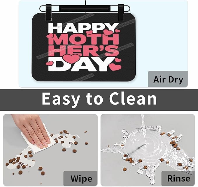 Dog Food Mats for Floors Happy Mother's Day Floral Gift Mom Eg Absorbent Pet Cat Food Mat Quick Dry Dog Bowl Mats for Water Pet Supplies 24x16In