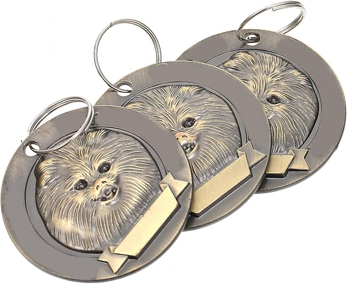 Healifty 3pcs Vintage Zinc Alloy Dog Id Tags Pet Collar Charms with Engraving for Pomeranian Puppy Supplies