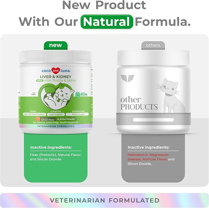 Immunity + Liver and Kidney Support for Cats - with Milk Thistle, Same, L-Arginine & Turmeric, and Dandelion Root for Detox.