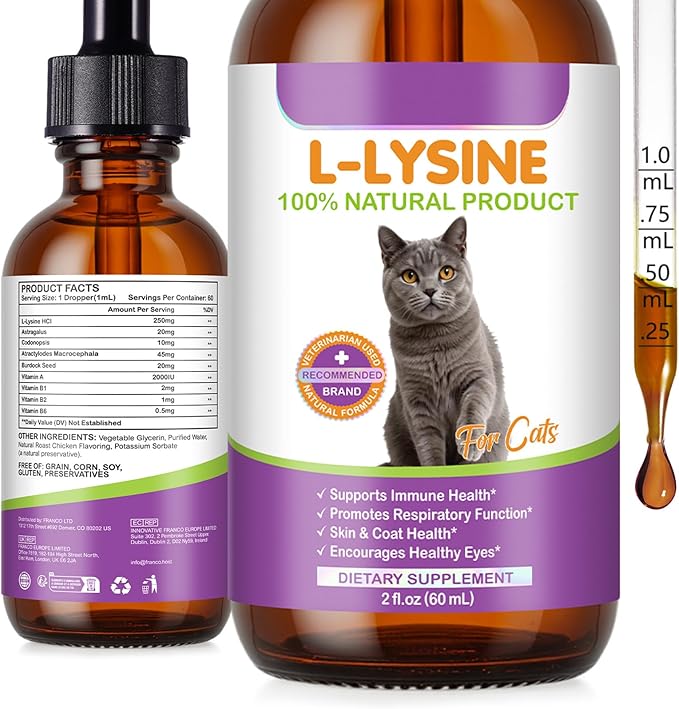 Lysine for Cats - 2 Packs Cat Lysine Drops