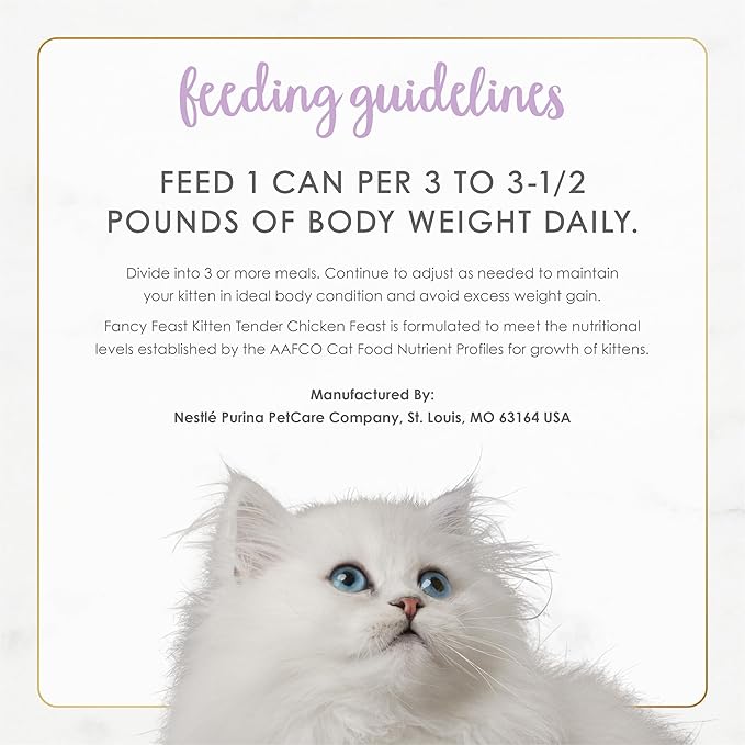 Fancy Feast Purina Kitten Tender Chicken Feast Wet Kitten Food Pate - 3 oz. Cans,(Pack of 48)