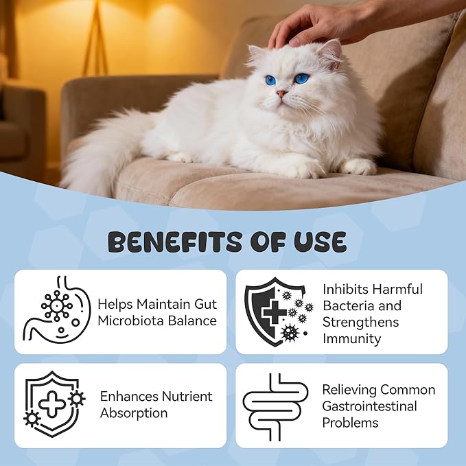 Probiotics for Cat, Boosts Immune System, Improves Digestion, Supports Gut Health, Relieves and Prevents Diarrhea and Soft Stools, Salmon-Flavored Chewable Tablets - 30 Tablets (120g)