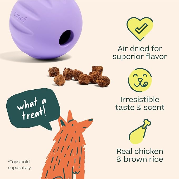 WOOF Air-Dried Puzzle Treats - Refill Treats Sized Puzzle Toys - The Perfect Dog and Puppy Training Treats - Made with Real Chicken - 12 oz