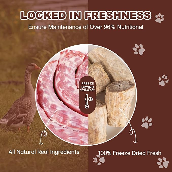Freeze Dried Duck Necks Dog Cat Treats – High Protein Pet Snack Single Ingredient,Grain Free Dental Chews for Teeth Cleaning (13Pcs)