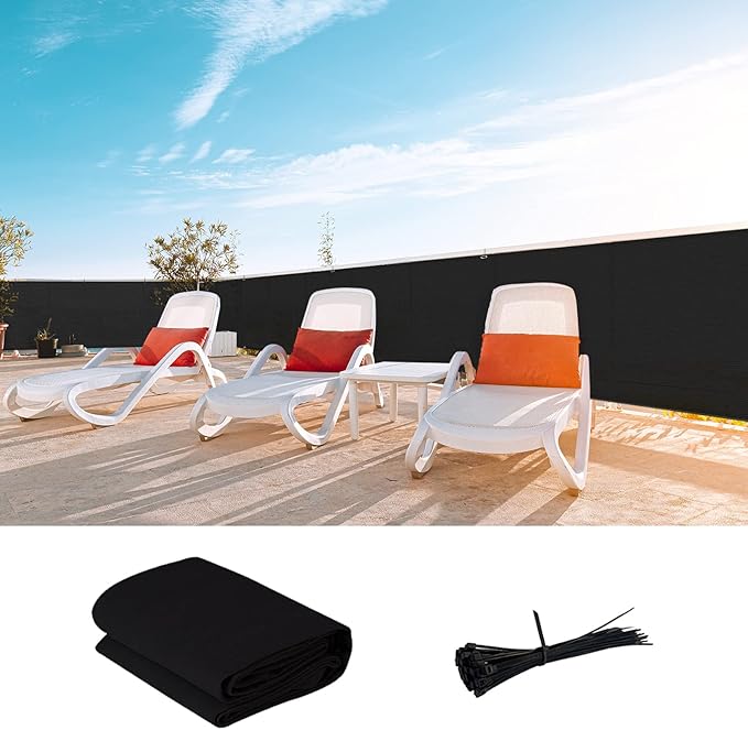 LOVE STORY Custom Size 3.3'x34' Black Balcony Privacy Screen,UV Block Privacy Fence Screen,90% Shield for Outdoor Pool Garden Apartment Railing