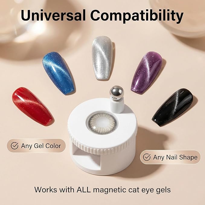 2026 New Rotating Cat Eye Magnet, Cat Eye Magnet for Nails, Beginner Friendly Nail Tool with Uniform Magnetic Force and Excellent Light Absorption, Can Easily DIY Glossy Cat Eye Effect (pink)