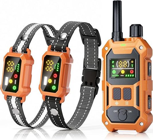 BLACKDOG Military Dog Shock Collar 2 Dogs (5-150lbs) - 4200ft Dog Training Collar with Remote, 4 Training Modes, Flashlight&Strobe, 90-day Battery, IP67 Waterproof Dog E Collar for All Breeds (Orange)