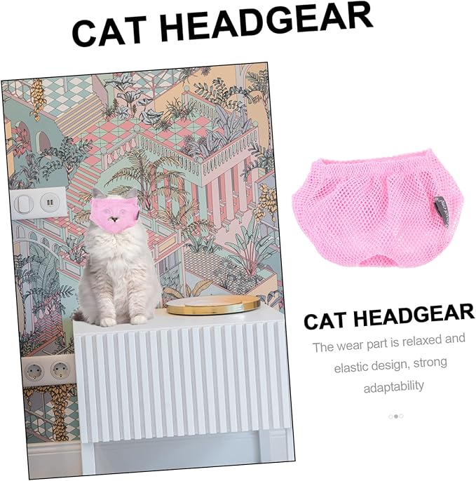BESPORTBLE Breathable Cat Muzzle for Kittens Biting and Licking PET Supply Adjustable Straps Soft Polyester Cat Mouth Cover for Safe Travel and Grooming