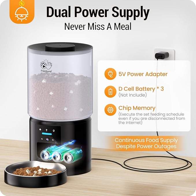 Automatic Cat Feeder with 3MP Camera: 5G WiFi Automatic Dog Feeder with Night Vision, 5L Timed Auto Cat Food Dispenser with APP for Pet, Detachable for Easy Clean-21 Cups
