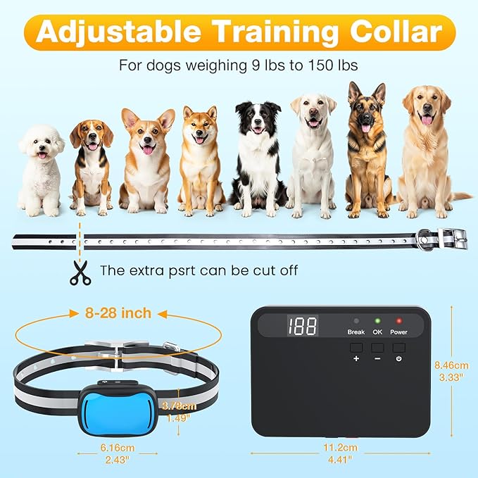 PcEoTllar Electric Fence for Dogs, Underground Dog Fence with 656Ft Wire, 2 Waterproof Collar, Rechargeable Electric Fence for Small Medium Large Dogs