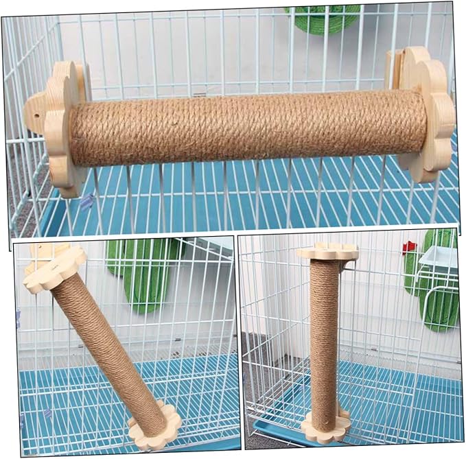 Yardwe Sisal Cat Scratching Post Floor Scratching Pole with Solid Wood Core 40cm Vertical Indoor Cat Cage Scratcher for Kittens
