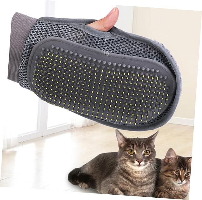 BESPORTBLE Pet Massaging Deshedding Glove Dematting Comb for Dogs Dog Grooming Glove Grey