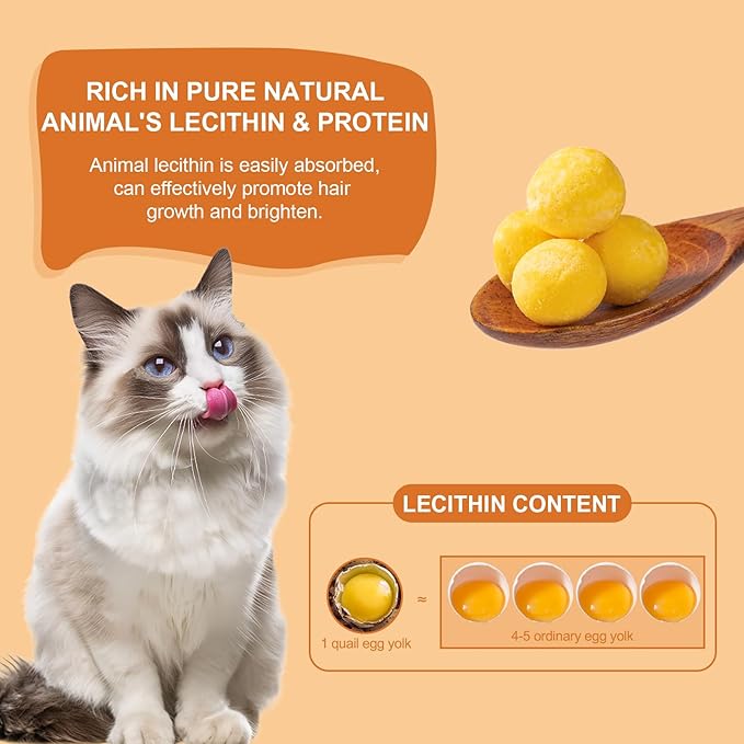 Dylan's cabin Freeze Dried Quail Egg Yolk - Single Ingredient Cat and Dog Treats Raw Natural Healthy Tasty Snacks for Training (198g)
