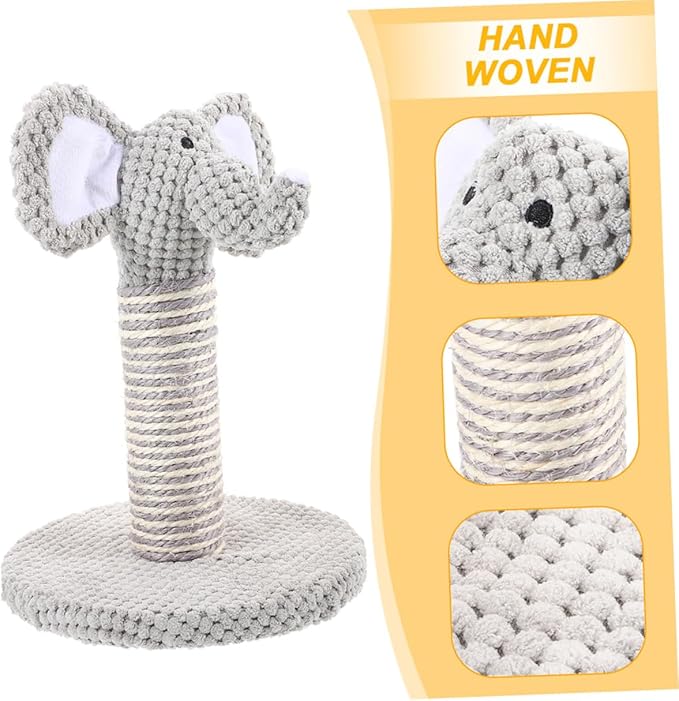 Artibetter 2pcs Decorative Cat Scratching Post Set with Elephant and Zebra Patterns Small Size Reusable Cat Climber for Indoor and Kittens