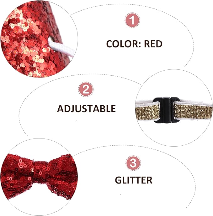 GANAZONO Christmas Dog Headband Set 2pcs Red Santa Hat and Bow Tie Pet Xmas Costume Accessories for Holiday Pet Supplies