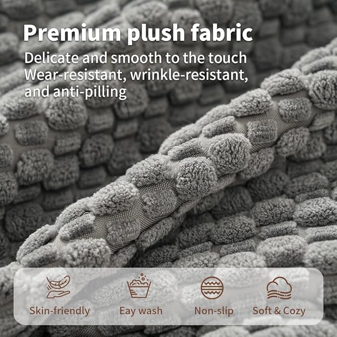 Plush Cat Kneading Bed Mat, Premium Plush Fabric Bed with Non-Slip Bottom, 3cm Thick All-Season Cushion for Cats Who Knead, Machine Washable Anti-Static Pet Bed, 23x15 Inch, Grey