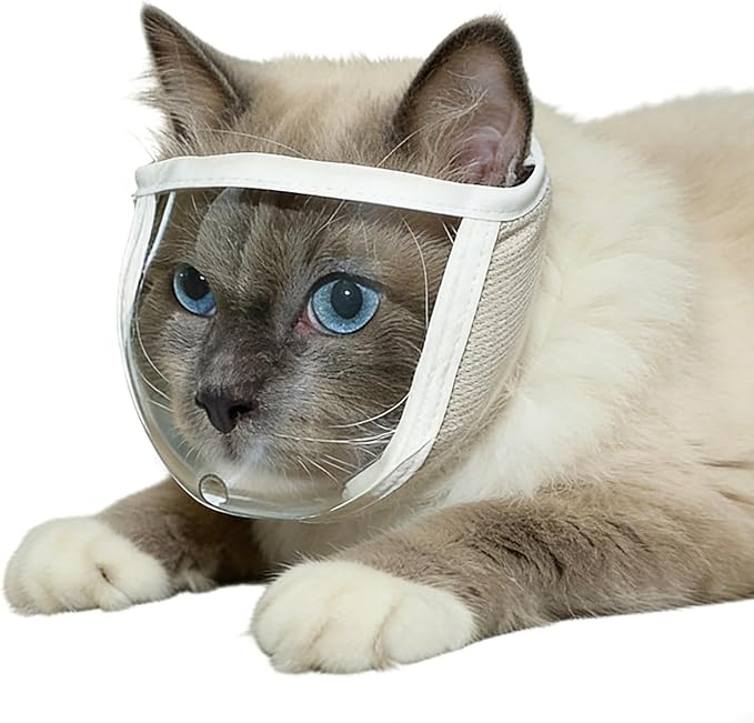 Muzzle for Biting Cats - Pet Grooming Supplies - Anti-Bite Head Protector for Small Cats, Suitable for Small and Medium Breeds Puppies and Anti-Biting and Cutting