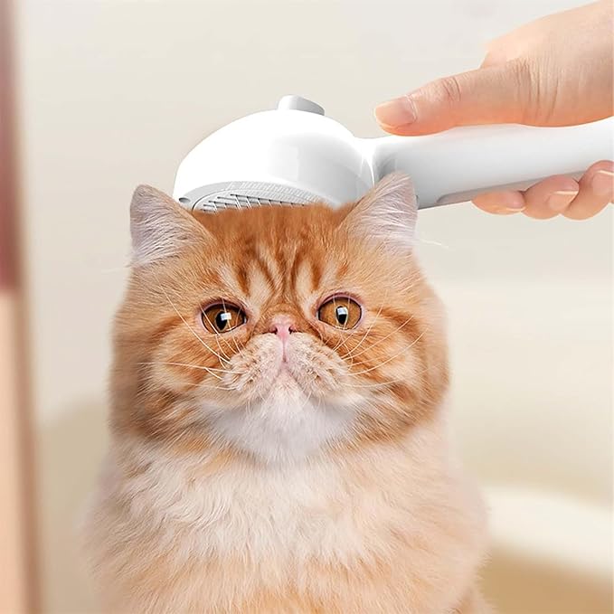 Pet Grooming Brush with Spray, 2025 New Steam Cat & Dog Brush, Self Cleaning 3 in 1 Pet Brush for Shedding & Grooming (Pink+White)