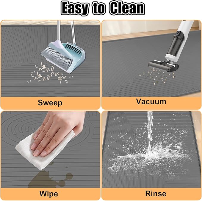 Silicone Cat Litter Mat, 50" x 36" Extra Large Litter Trapping Mat for Litter Box, Leak-Proof, Non-Slip, Kitty Litter Mats with Soft Texture for Floor, Keeping The Floor Clean (Dark Grey)