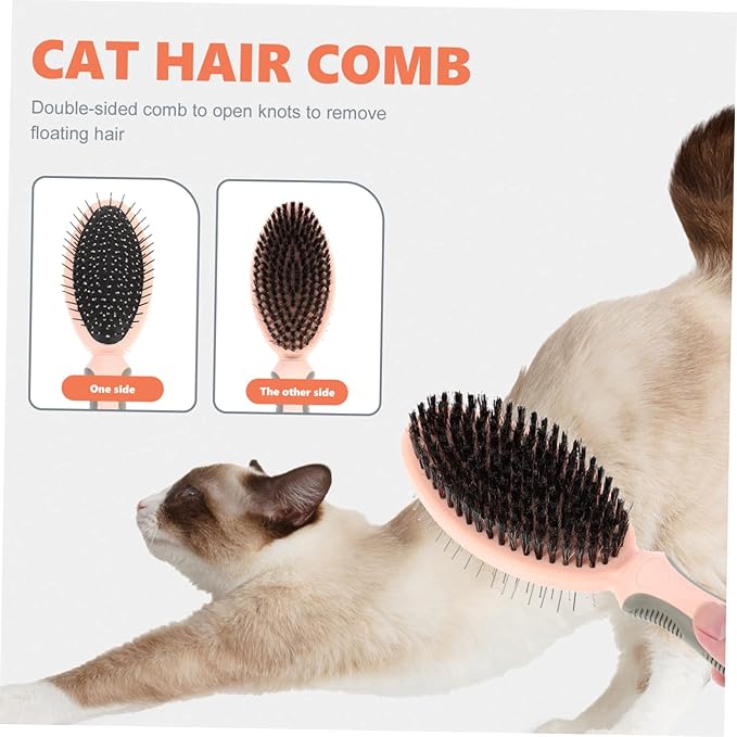 YARNOW Cat Grooming Comb Non-slip Double-sided Pet Comb for Dead Hair Removal
